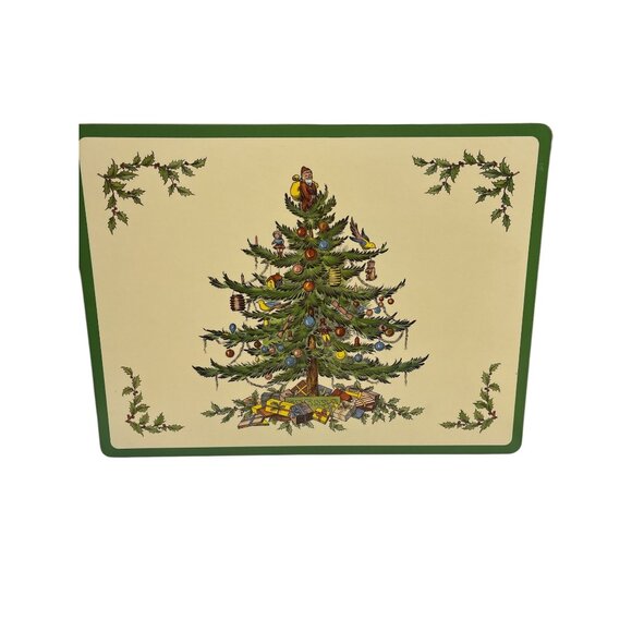 Spode Christmas Tree Dessert Tray & 4 Placemats Set - Picture 9 of 10